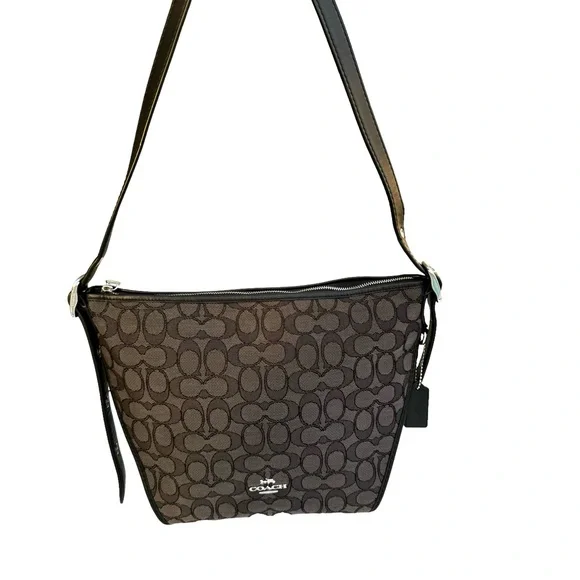 Coach Dufflette Shoulder Bag Signature Black Leather Crossbody - Picture 6 of 17